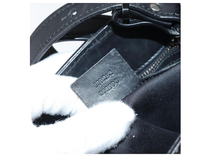 Borsa a Spalla GG Canvas Gucci Nera Argento 110292 Auth ep13049 Nero - vista 12