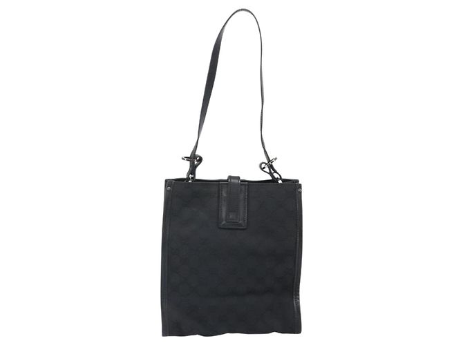 Borsa a Spalla GG Canvas Gucci Nera Argento 110292 Auth ep13049 Nero - vista 2