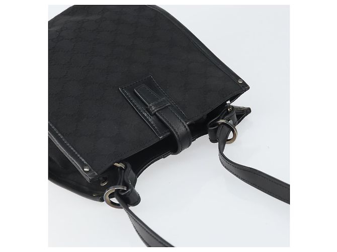 Borsa a Spalla GG Canvas Gucci Nera Argento 110292 Auth ep13049 Nero - vista 6