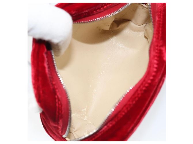 Fendi Pochette in Velluto Rosso Argento Auth ti3746 - vista 11