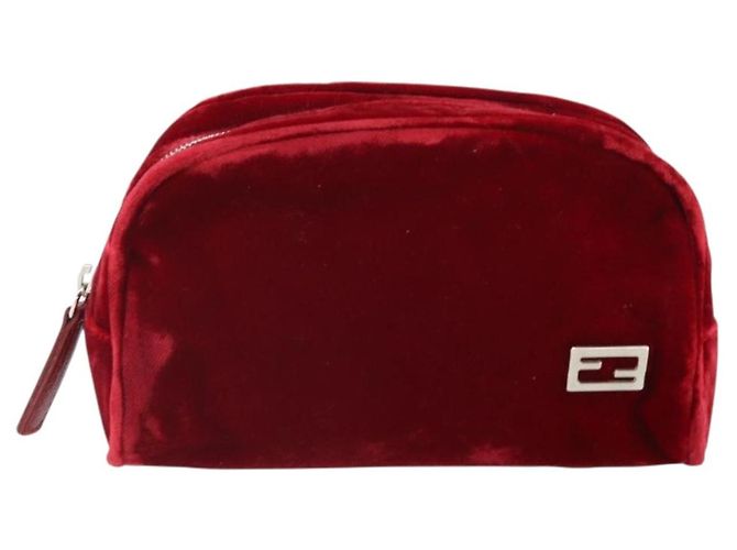 Fendi Pochette in Velluto Rosso Argento Auth ti3746 - vista 13