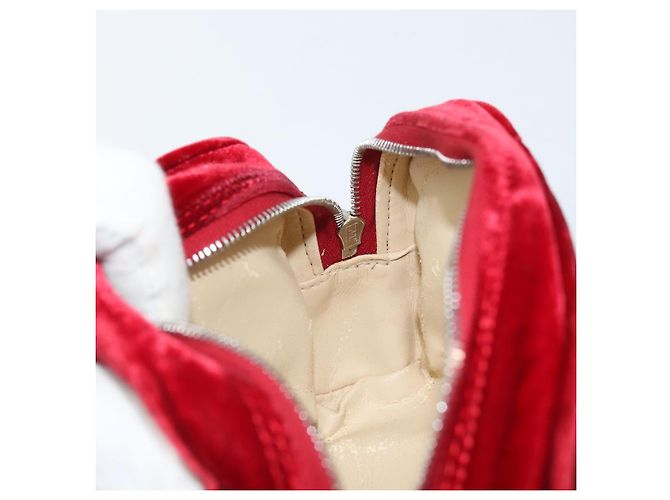 Fendi Pochette in Velluto Rosso Argento Auth ti3746 - vista 17