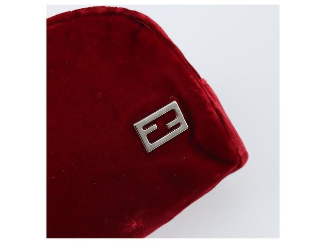 Fendi Pochette in Velluto Rosso Argento Auth ti3746 - vista 8