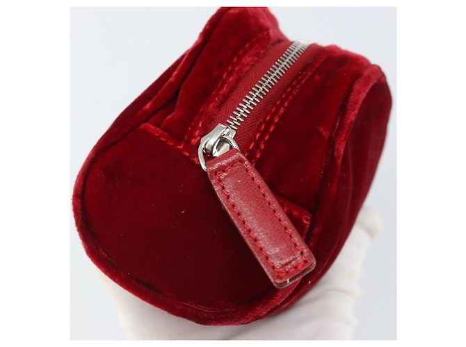 Fendi Pochette in Velluto Rosso Argento Auth ti3746 - vista 9