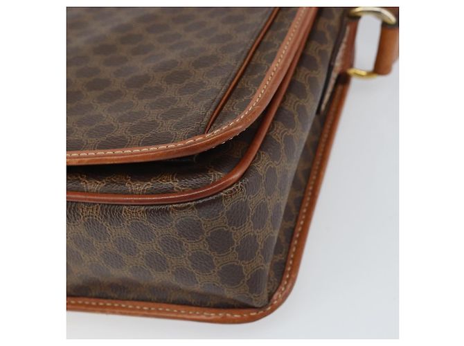 Céline Borsa a Spalla in Tela Macadam CELINE in Pelle PVC Marrone Oro Auth 171981 D'oro - vista 14