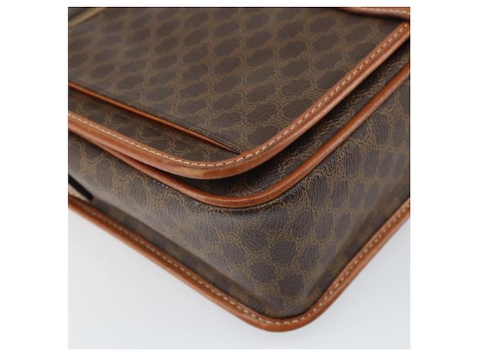 Céline Borsa a Spalla in Tela Macadam CELINE in Pelle PVC Marrone Oro Auth 171981 D'oro - vista 15
