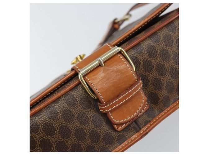 Céline Borsa a Spalla in Tela Macadam CELINE in Pelle PVC Marrone Oro Auth 171981 D'oro - vista 18