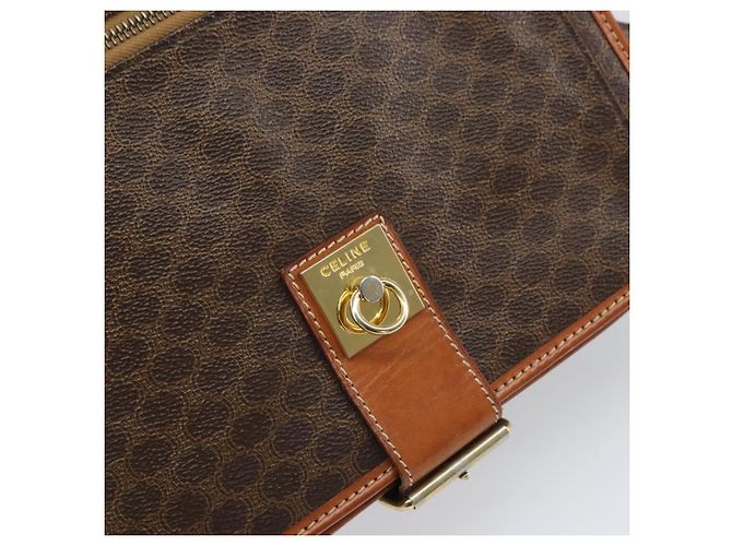 Céline Borsa a Spalla in Tela Macadam CELINE in Pelle PVC Marrone Oro Auth 171981 D'oro - vista 19