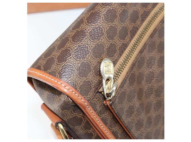 Céline Borsa a Spalla in Tela Macadam CELINE in Pelle PVC Marrone Oro Auth 171981 D'oro - vista 25