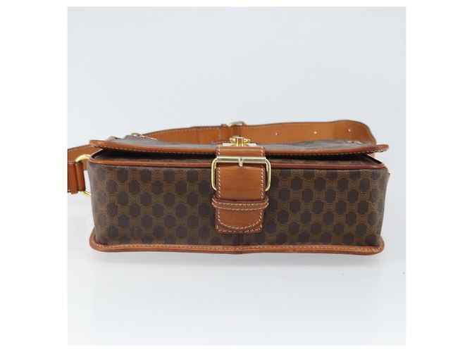 Céline Borsa a Spalla in Tela Macadam CELINE in Pelle PVC Marrone Oro Auth 171981 D'oro - vista 5