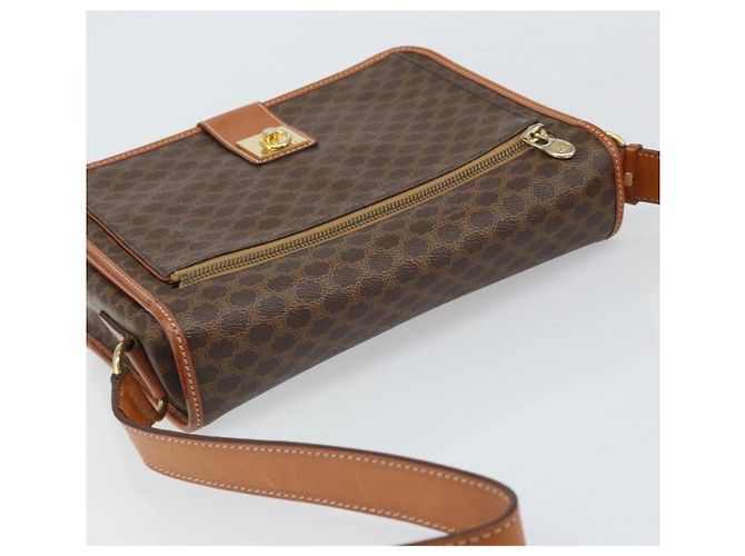 Céline Borsa a Spalla in Tela Macadam CELINE in Pelle PVC Marrone Oro Auth 171981 D'oro - vista 6