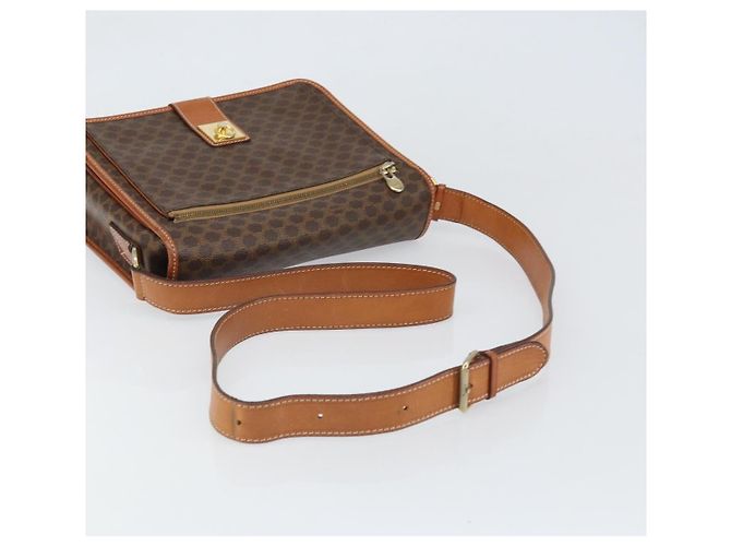 Céline Borsa a Spalla in Tela Macadam CELINE in Pelle PVC Marrone Oro Auth 171981 D'oro - vista 7