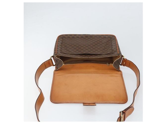 Céline Borsa a Spalla in Tela Macadam CELINE in Pelle PVC Marrone Oro Auth 171981 D'oro - vista 9