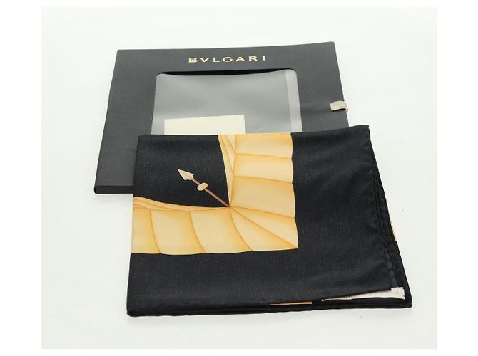 Bulgari Sciarpa in seta nera BVLGARI Auth am10707V Nero - vista 12