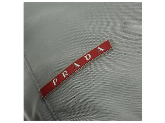 PRADA Borsa a Spalla Sportiva in Tela Grigia Argento Auth 166758 Marrone - vista 17