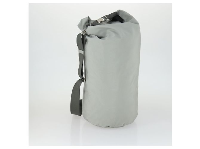 PRADA Borsa a Spalla Sportiva in Tela Grigia Argento Auth 166758 Marrone - vista 4
