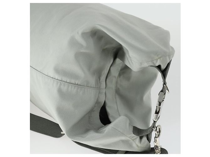 PRADA Borsa a Spalla Sportiva in Tela Grigia Argento Auth 166758 Marrone - vista 6