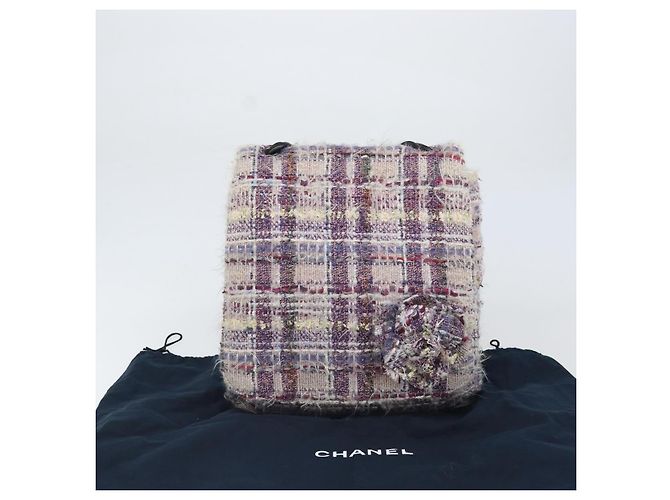 Sac à épaule Camélia en chaîne CHANEL Tweed Multicolore Argent CC Auth 169721SAV Argenté - vue 12
