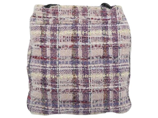 Sac à épaule Camélia en chaîne CHANEL Tweed Multicolore Argent CC Auth 169721SAV Argenté - vue 2