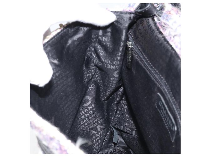 Sac à épaule Camélia en chaîne CHANEL Tweed Multicolore Argent CC Auth 169721SAV Argenté - vue 21