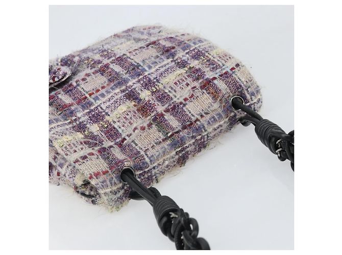 Sac à épaule Camélia en chaîne CHANEL Tweed Multicolore Argent CC Auth 169721SAV Argenté - vue 6