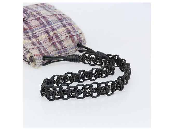 Sac à épaule Camélia en chaîne CHANEL Tweed Multicolore Argent CC Auth 169721SAV Argenté - vue 7