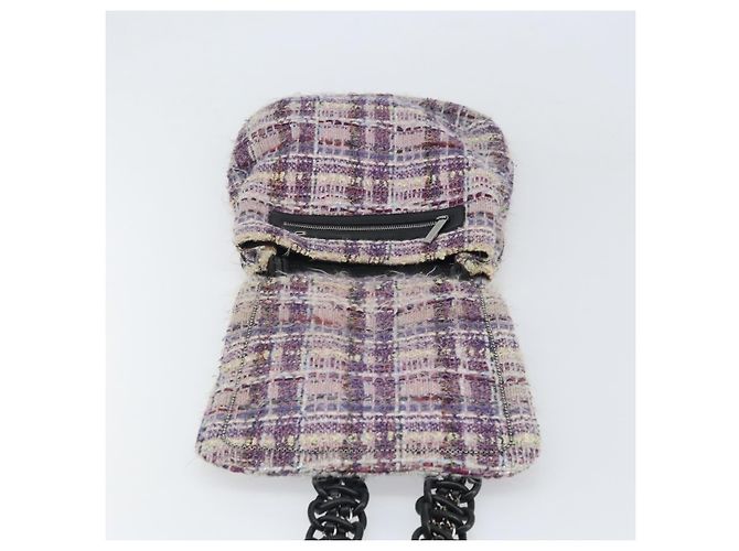 Sac à épaule Camélia en chaîne CHANEL Tweed Multicolore Argent CC Auth 169721SAV Argenté - vue 9