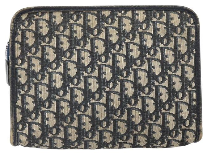 Borsa Clutch in Tela Trotter Christian Dior Navy Argento Auth bs33309 Blu navy - vista 2