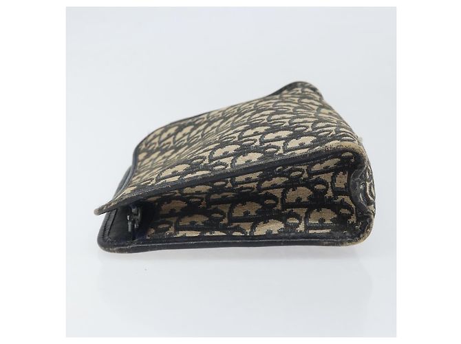 Borsa Clutch in Tela Trotter Christian Dior Navy Argento Auth bs33309 Blu navy - vista 4