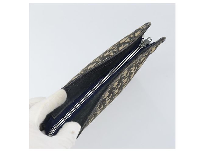 Borsa Clutch in Tela Trotter Christian Dior Navy Argento Auth bs33309 Blu navy - vista 5