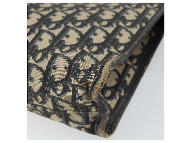 Borsa Clutch in Tela Trotter Christian Dior Navy Argento Auth bs33309 Blu navy - vista 7