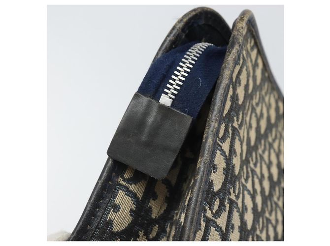 Borsa Clutch in Tela Trotter Christian Dior Navy Argento Auth bs33309 Blu navy - vista 8