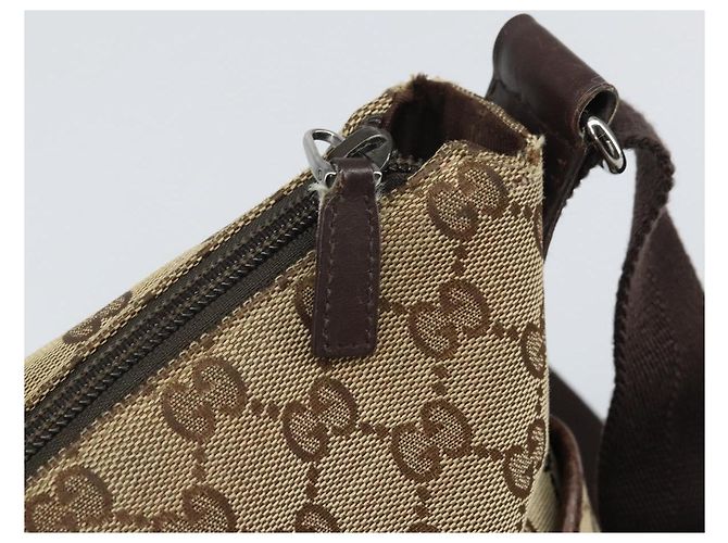 Borsa a Spalla GG Canvas Gucci Beige Argento 145857 Auth 169859 - vista 10