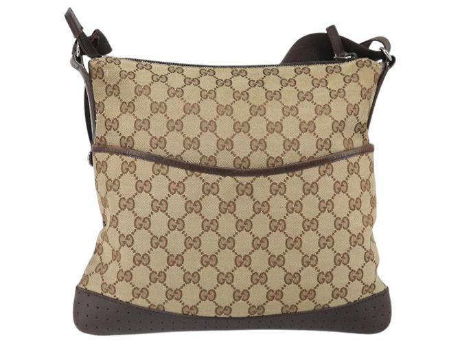 Borsa a Spalla GG Canvas Gucci Beige Argento 145857 Auth 169859 - vista 13