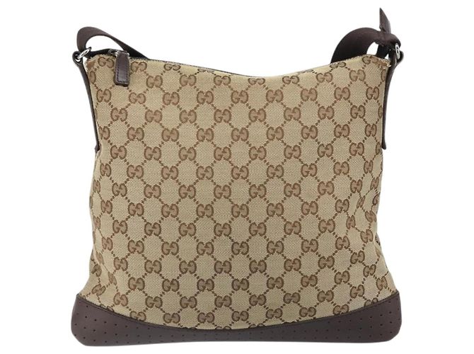 Borsa a Spalla GG Canvas Gucci Beige Argento 145857 Auth 169859 - vista 2