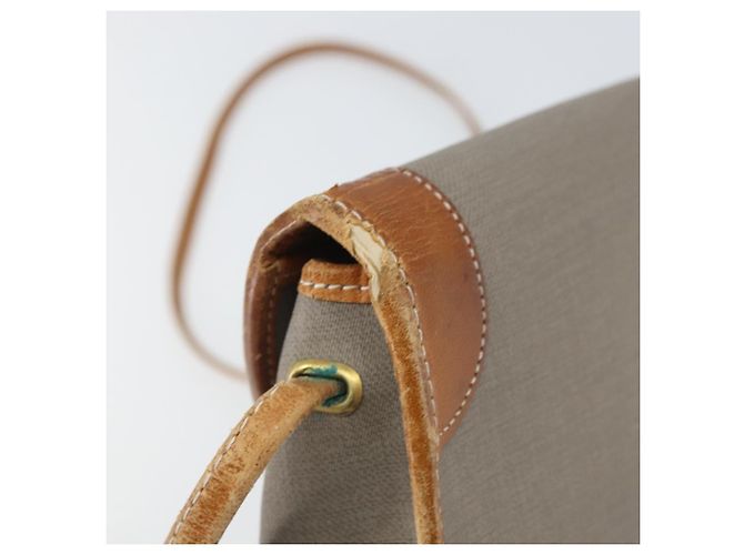 Borsa a Spalla Christian Dior in PVC Pelle Grigia Oro Auth ti3764 Marrone D'oro - vista 11