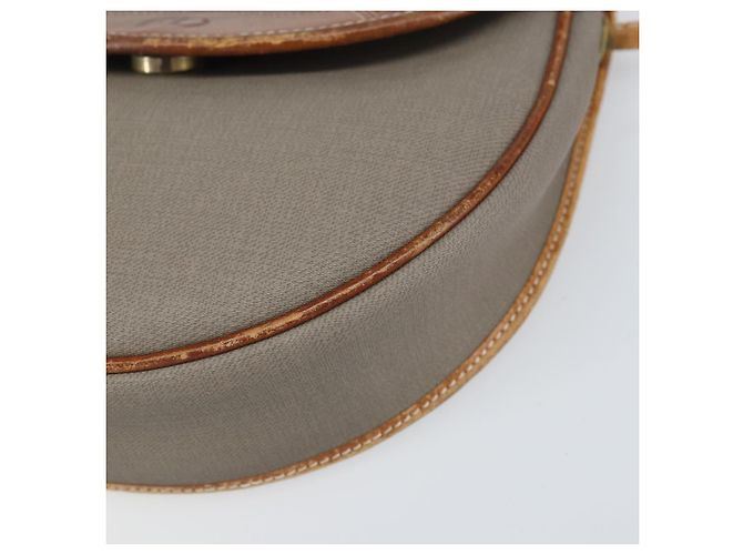 Borsa a Spalla Christian Dior in PVC Pelle Grigia Oro Auth ti3764 Marrone D'oro - vista 14