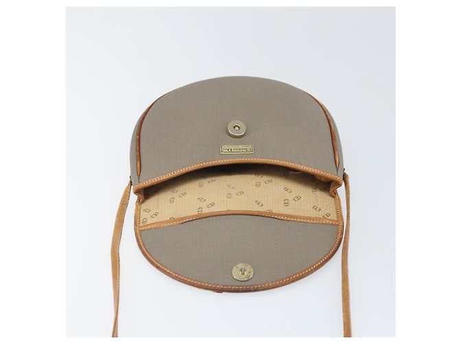 Borsa a Spalla Christian Dior in PVC Pelle Grigia Oro Auth ti3764 Marrone D'oro - vista 17