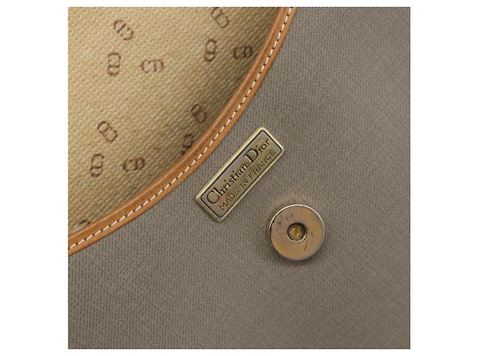 Borsa a Spalla Christian Dior in PVC Pelle Grigia Oro Auth ti3764 Marrone D'oro - vista 18