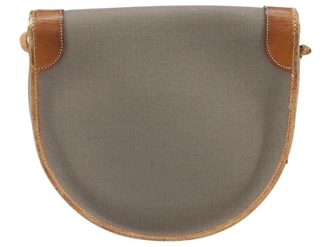 Borsa a Spalla Christian Dior in PVC Pelle Grigia Oro Auth ti3764 Marrone D'oro - vista 2