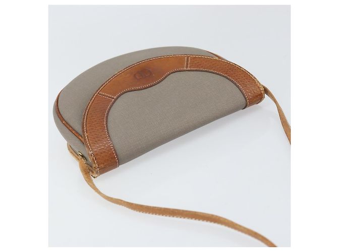 Borsa a Spalla Christian Dior in PVC Pelle Grigia Oro Auth ti3764 Marrone D'oro - vista 6