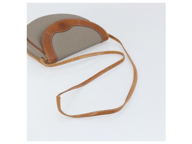 Borsa a Spalla Christian Dior in PVC Pelle Grigia Oro Auth ti3764 Marrone D'oro - vista 7