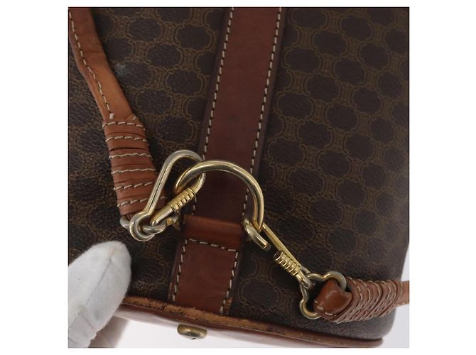 Céline Borsa a Spalla in Tela Macadam CELINE in Pelle PVC Marrone Oro Auth 171835 D'oro - vista 10