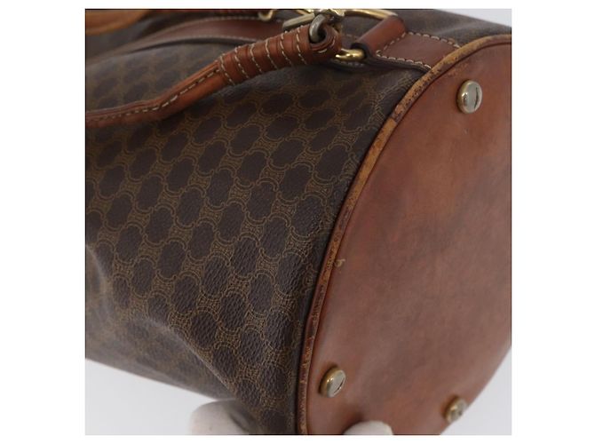 Céline Borsa a Spalla in Tela Macadam CELINE in Pelle PVC Marrone Oro Auth 171835 D'oro - vista 15