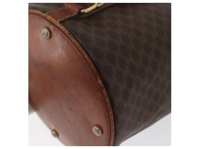 Céline Borsa a Spalla in Tela Macadam CELINE in Pelle PVC Marrone Oro Auth 171835 D'oro - vista 16