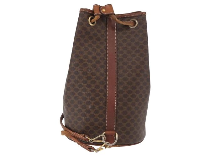 Céline Borsa a Spalla in Tela Macadam CELINE in Pelle PVC Marrone Oro Auth 171835 D'oro - vista 2