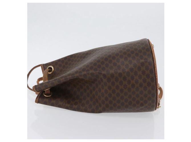 Céline Borsa a Spalla in Tela Macadam CELINE in Pelle PVC Marrone Oro Auth 171835 D'oro - vista 4