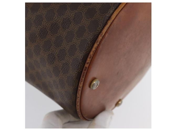 Céline Borsa a Spalla in Tela Macadam CELINE in Pelle PVC Marrone Oro Auth 171835 D'oro - vista 9