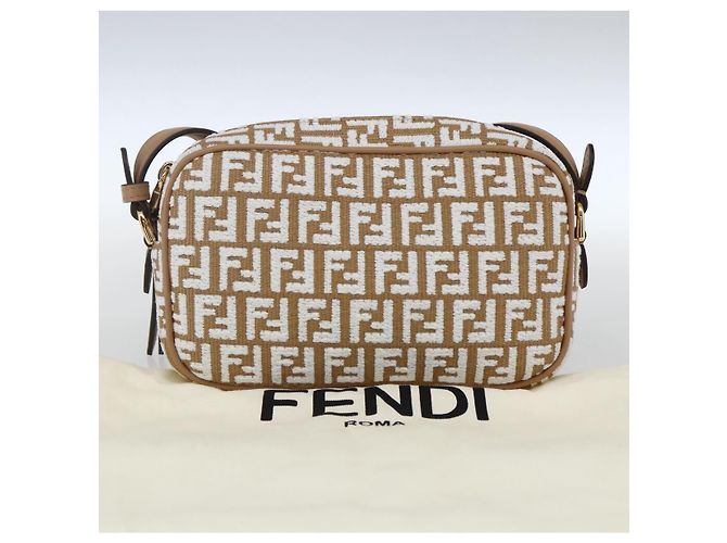 Borsa a Spalla in Tela Zucchino FENDI Beige Oro Auth 149921SM - vista 12