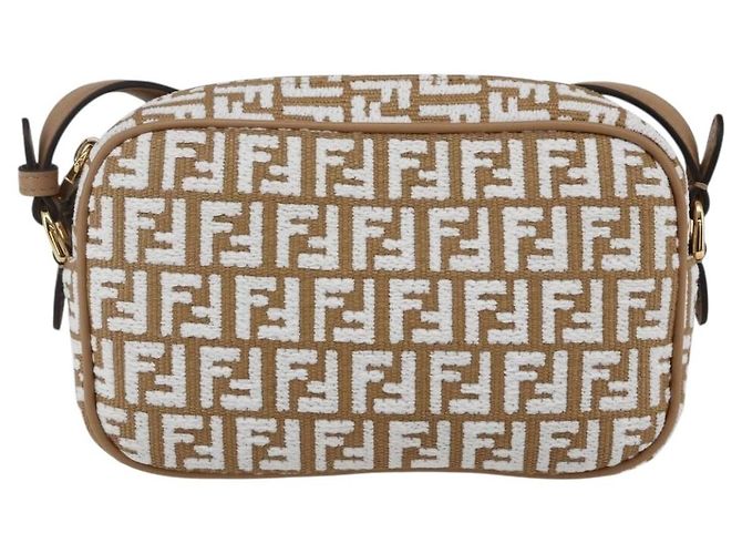 Borsa a Spalla in Tela Zucchino FENDI Beige Oro Auth 149921SM - vista 13